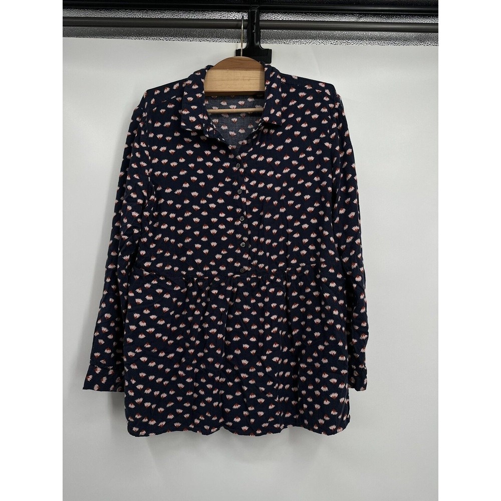 Boden Womens Dress Size 14R Blue Floral Keyhole Pullover